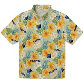 memphis grizzlies hibiscus mood pale lime yellow hawaiian shirts best selling