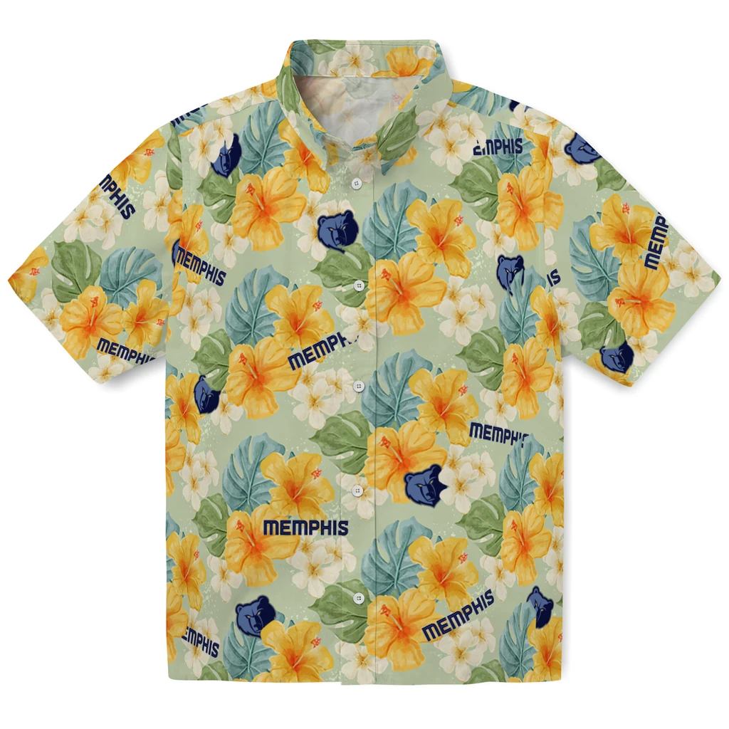 Memphis Grizzlies Hawaiian Shirt - Hibiscus Mood memphis grizzlies hibiscus mood pale lime yellow hawaiian shirts best selling