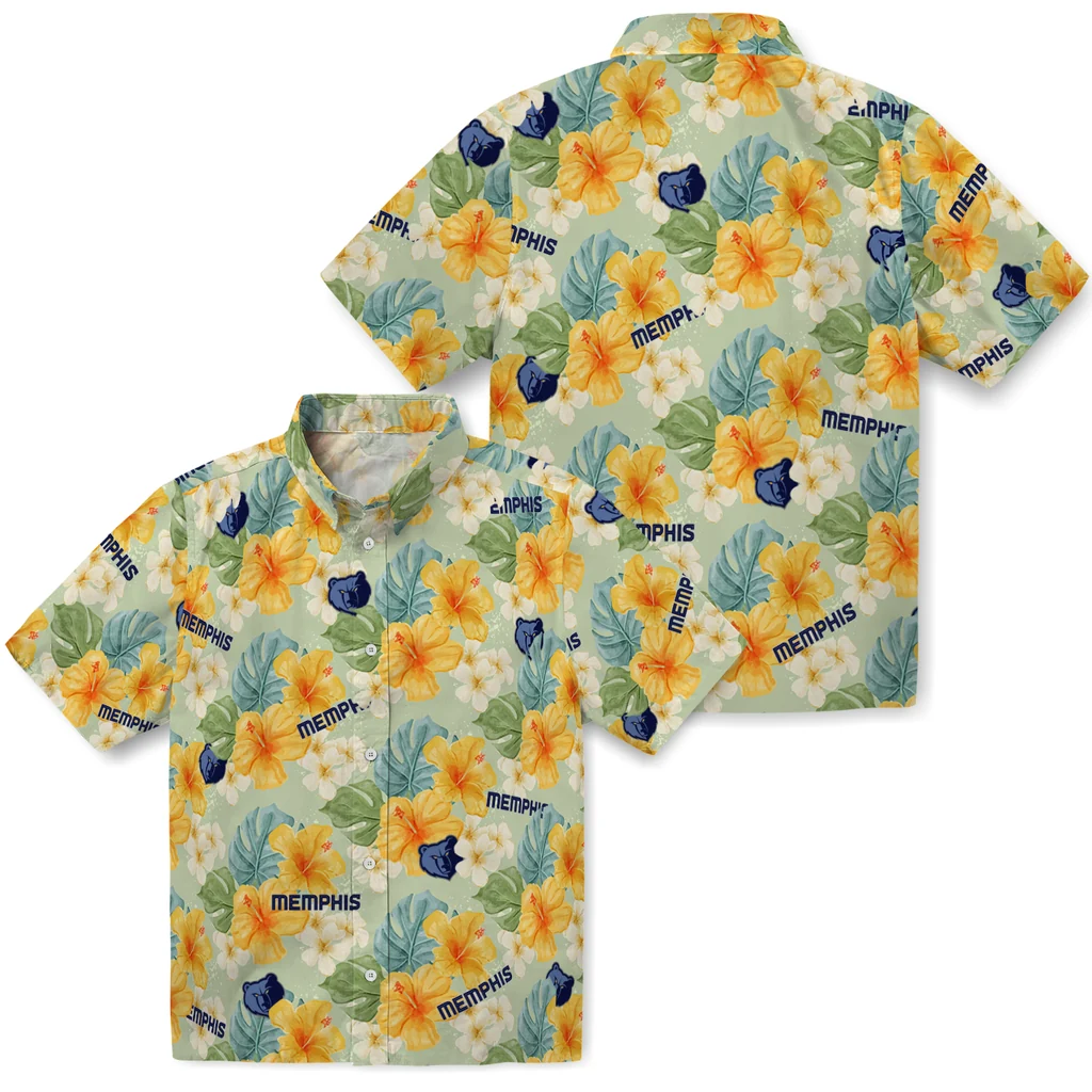 Memphis Grizzlies Hawaiian Shirt - Hibiscus Mood memphis grizzlies hibiscus mood pale lime yellow hawaiian shirts high quality