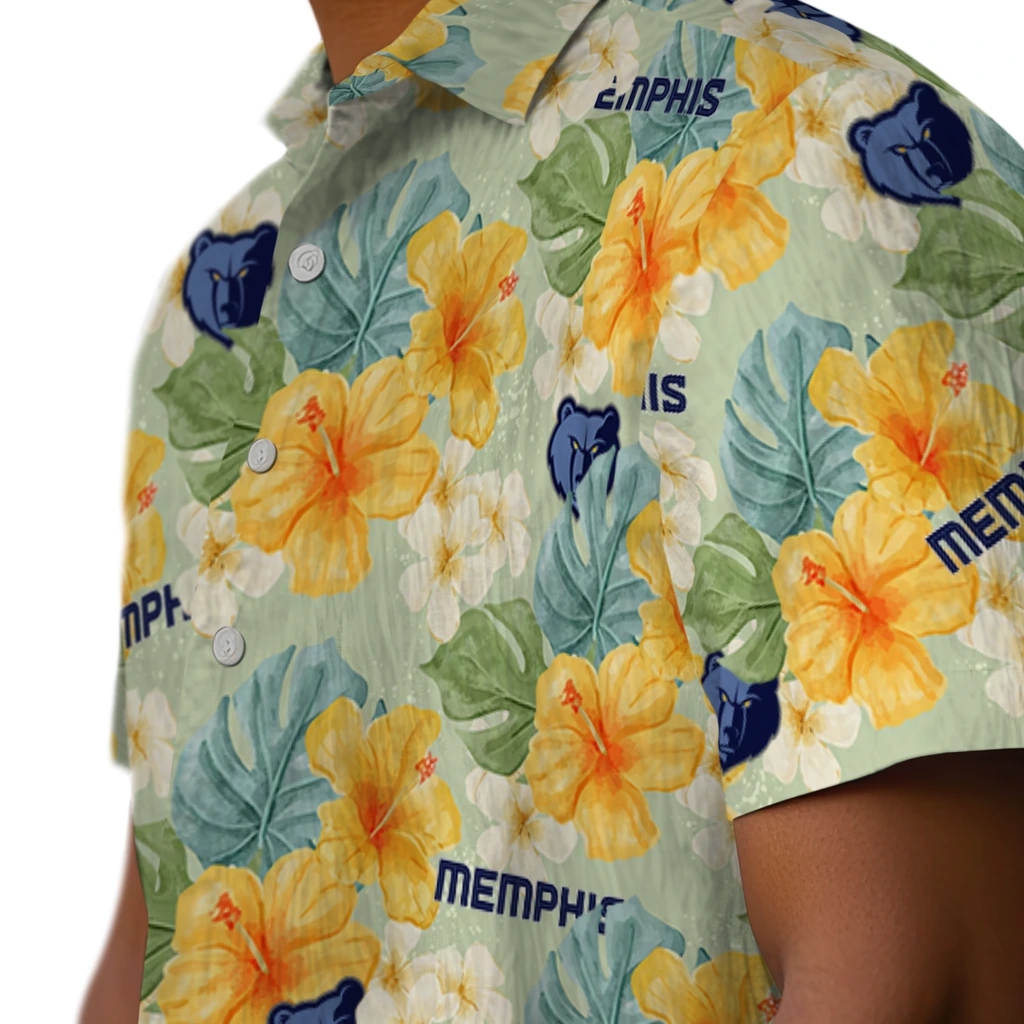 Memphis Grizzlies Hawaiian Shirt - Hibiscus Mood memphis grizzlies hibiscus mood pale lime yellow hawaiian shirts trendy