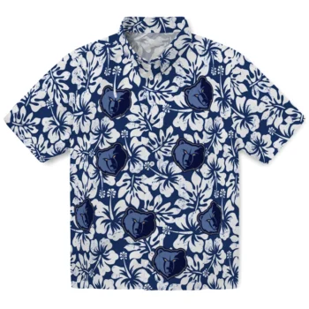 memphis grizzlies hibiscus motif blue white hawaiian shirts best selling
