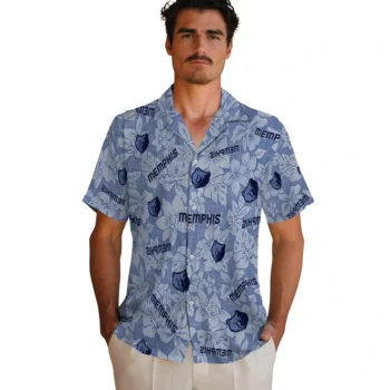 memphis grizzlies hibiscus oasis blue hawaiian shirts fashion forward