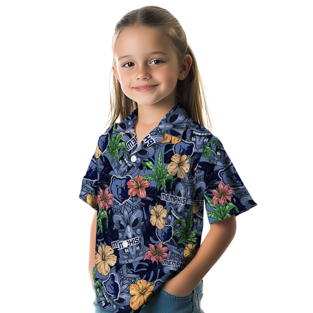 Memphis Grizzlies Hawaiian Shirt - Hibiscus Tiki Jungle memphis grizzlies tiki jungle blue hawaiian shirts premium grade