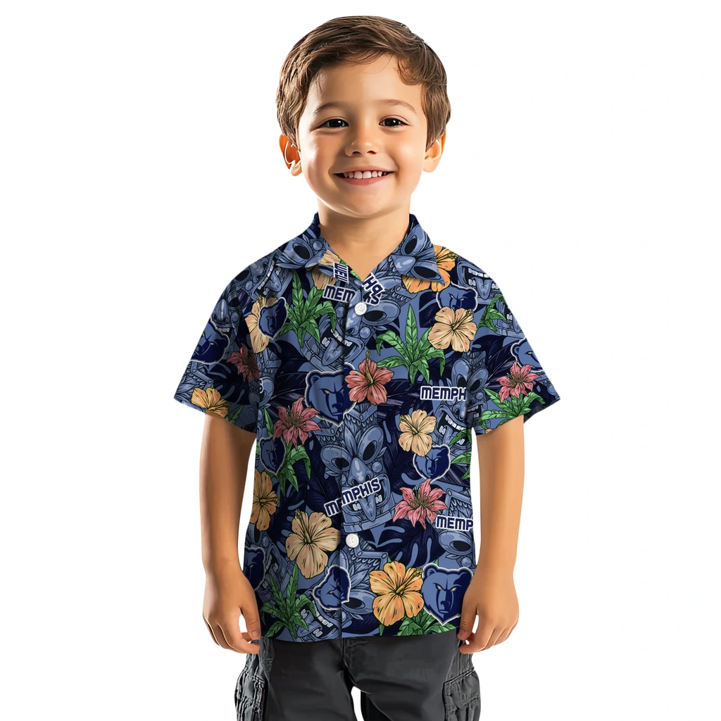 Memphis Grizzlies Hawaiian Shirt - Hibiscus Tiki Jungle memphis grizzlies tiki jungle blue hawaiian shirts top rated