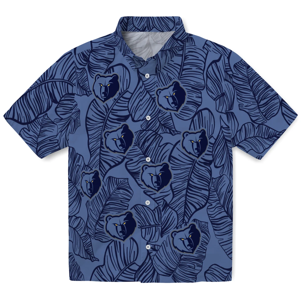 Memphis Grizzlies Hawaiian Shirt - Leaf Outline memphis grizzlies leaf outline blue hawaiian shirts best selling