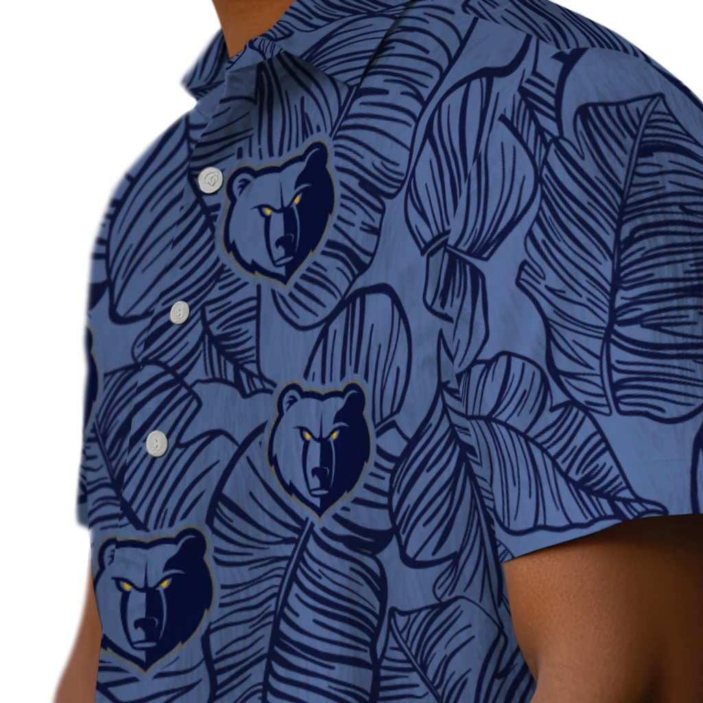 Memphis Grizzlies Hawaiian Shirt - Leaf Outline memphis grizzlies leaf outline blue hawaiian shirts trendy
