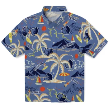 memphis grizzlies palm tree island blue hawaiian shirts best selling