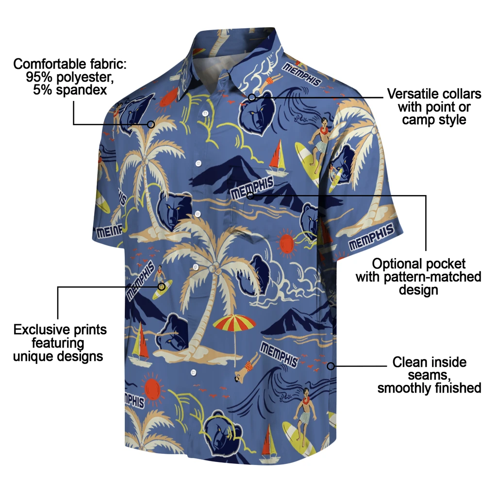 Memphis Grizzlies Hawaiian Shirt - Palm Tree Island memphis grizzlies palm tree island blue hawaiian shirts new arrival