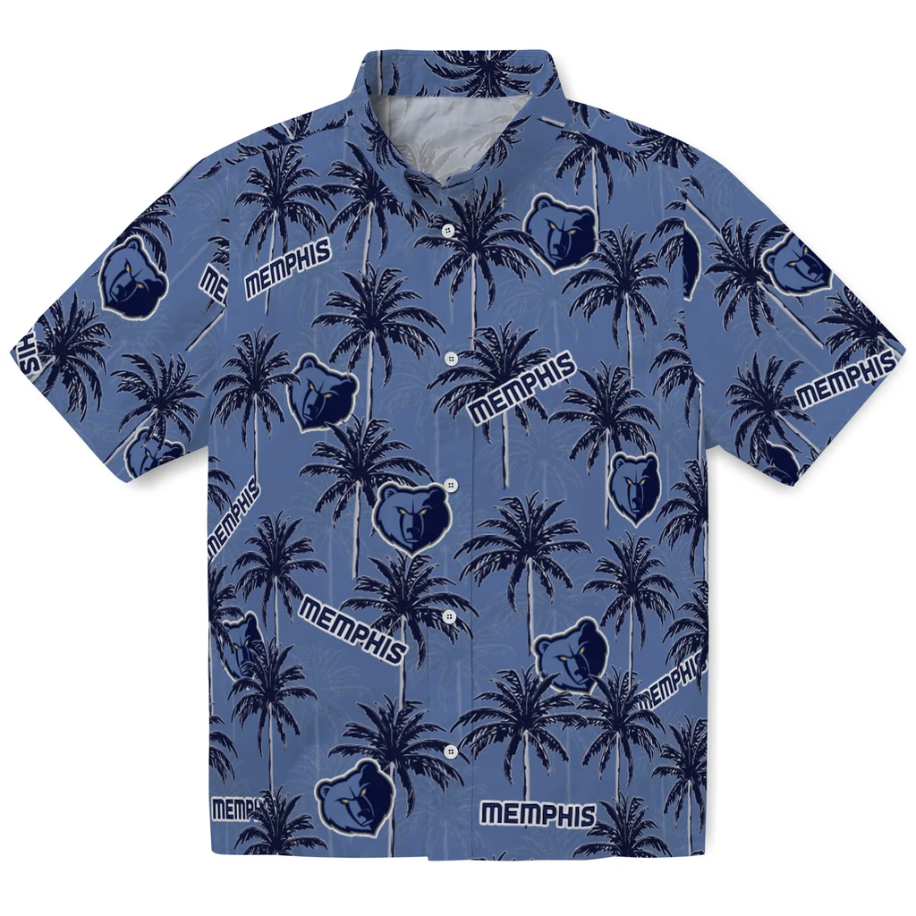 Memphis Grizzlies Hawaiian Shirt - Palm Tree Motif memphis grizzlies palm grove blue hawaiian shirts best selling