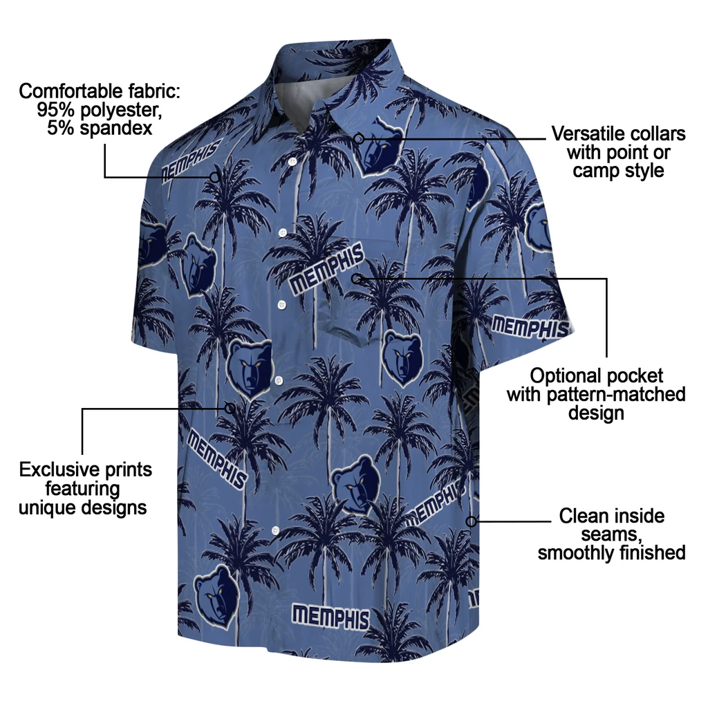Memphis Grizzlies Hawaiian Shirt - Palm Tree Motif memphis grizzlies palm grove blue hawaiian shirts new arrival