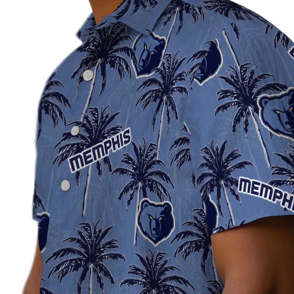 Memphis Grizzlies Hawaiian Shirt - Palm Tree Motif memphis grizzlies palm grove blue hawaiian shirts trendy