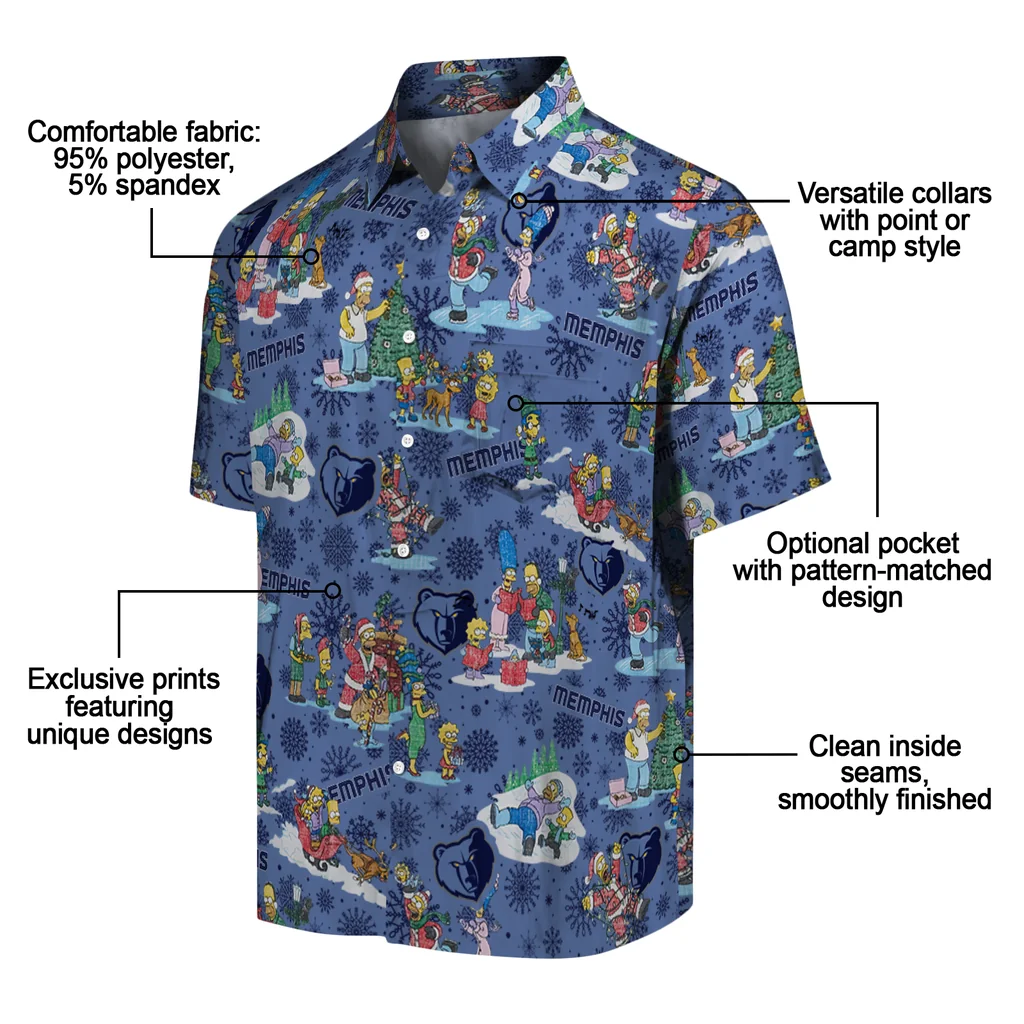 Memphis Grizzlies Hawaiian Shirt - Simpsons Christmas memphis grizzlies simpsons christmas blue hawaiian shirts new arrival