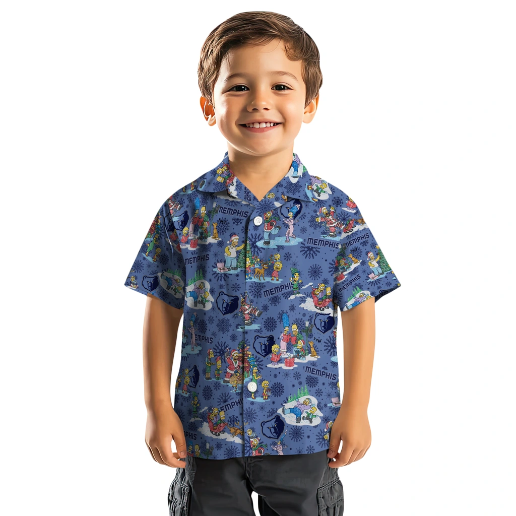 Memphis Grizzlies Hawaiian Shirt - Simpsons Christmas memphis grizzlies simpsons christmas blue hawaiian shirts top rated