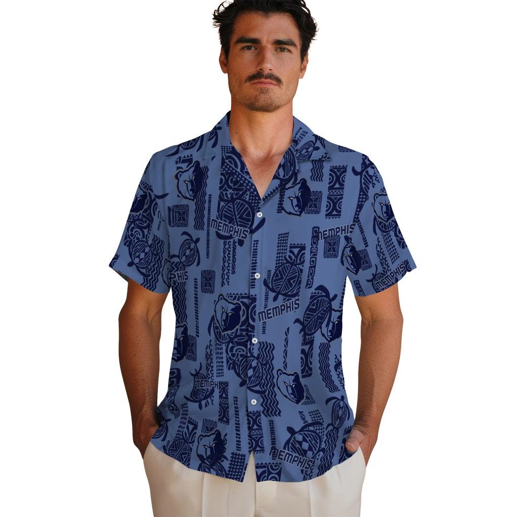 Memphis Grizzlies Hawaiian Shirt - Turtle Lines memphis grizzlies turtle lines blue hawaiian shirts fashion forward