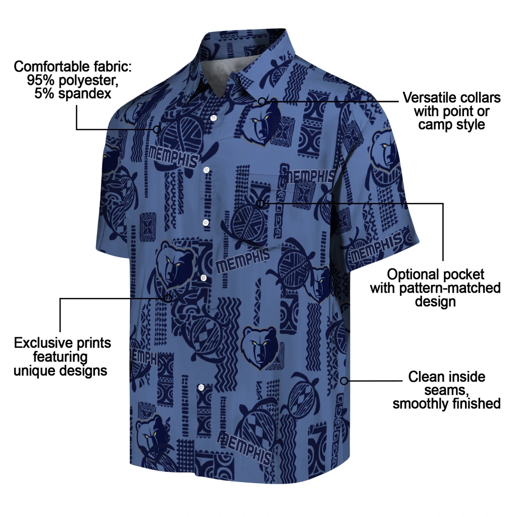 Memphis Grizzlies Hawaiian Shirt - Turtle Lines memphis grizzlies turtle lines blue hawaiian shirts new arrival