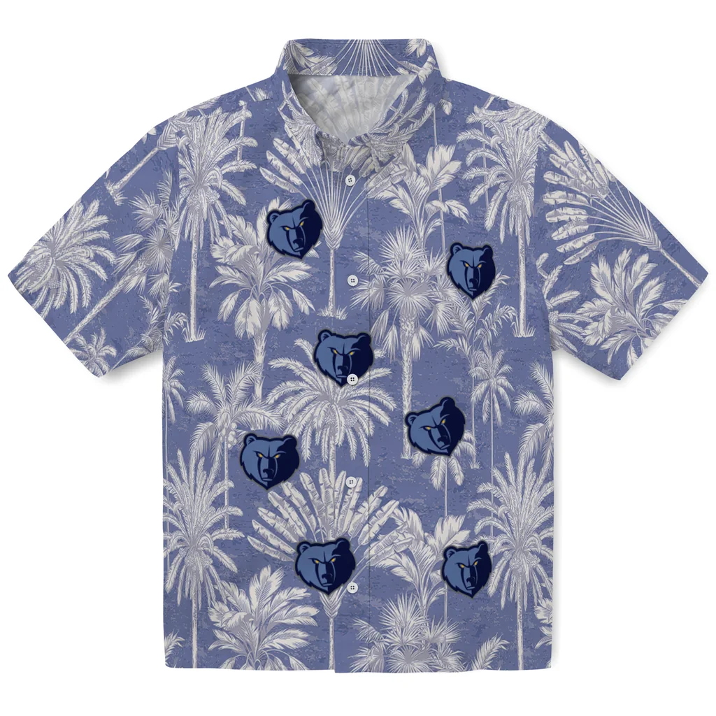 Memphis Grizzlies Hawaiian Shirt - Vintage Palm Tree memphis grizzlies palm shadows blue hawaiian shirts best selling