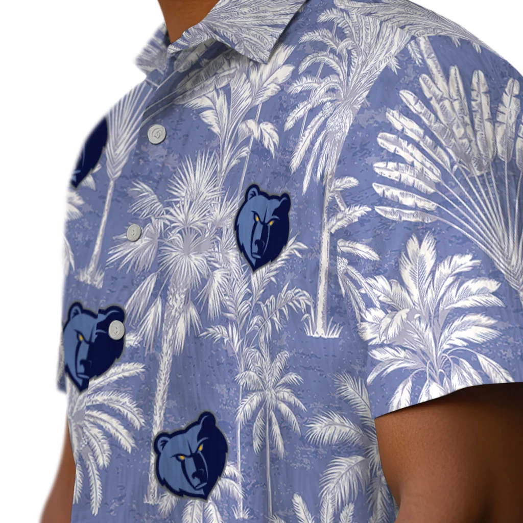 Memphis Grizzlies Hawaiian Shirt - Vintage Palm Tree memphis grizzlies palm shadows blue hawaiian shirts trendy