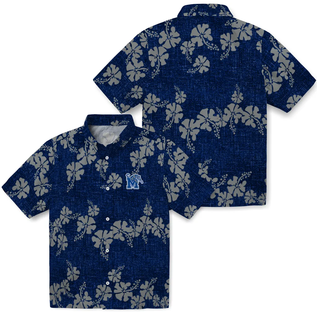 Memphis Tigers Hawaiian Shirt - 50th State Flower memphis tigers hibiscus petals blue hawaiian shirts high quality