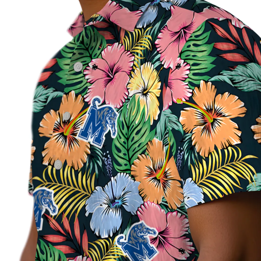 Memphis Tigers Hawaiian Shirt - Brilliant Hibiscus Garden memphis tigers brilliant hibiscus garden hawaiian shirts trendy
