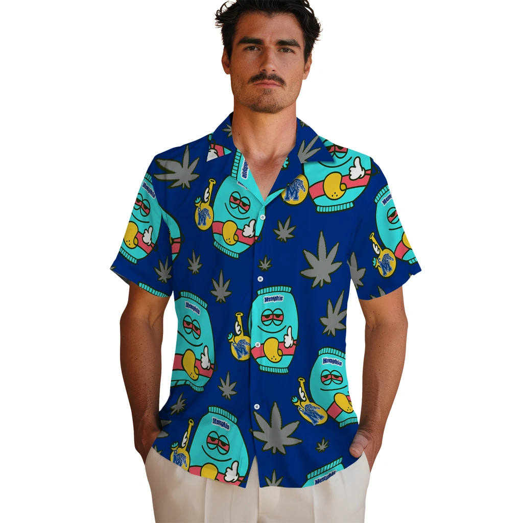 Memphis Tigers Hawaiian Shirt - Chill Vibe memphis tigers bong smile blue hawaiian shirts fashion forward