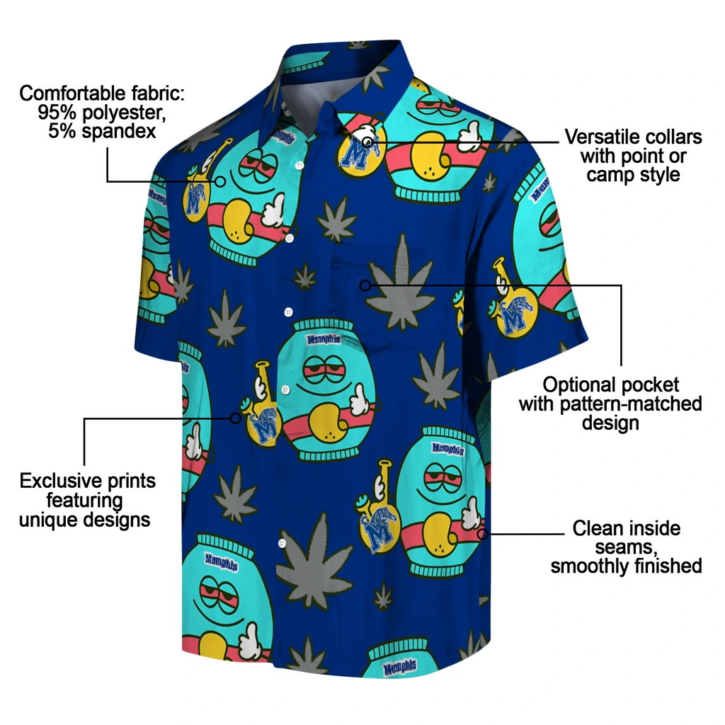 Memphis Tigers Hawaiian Shirt - Chill Vibe memphis tigers bong smile blue hawaiian shirts new arrival