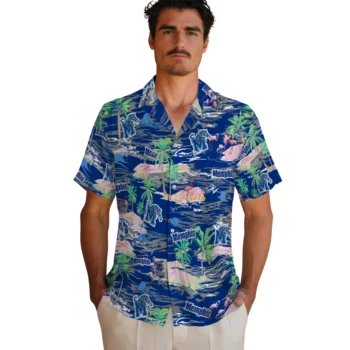 memphis tigers flamingo retreat blue hawaiian shirts fashion forward