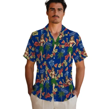 memphis tigers hawaiian girls design blue hawaiian shirts fashion forward