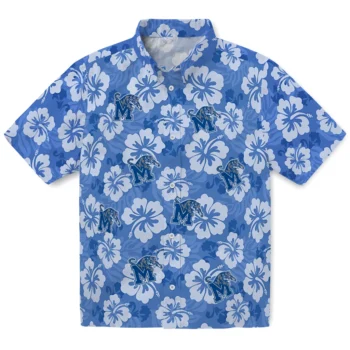 memphis tigers hibiscus cluster blue hawaiian shirts best selling