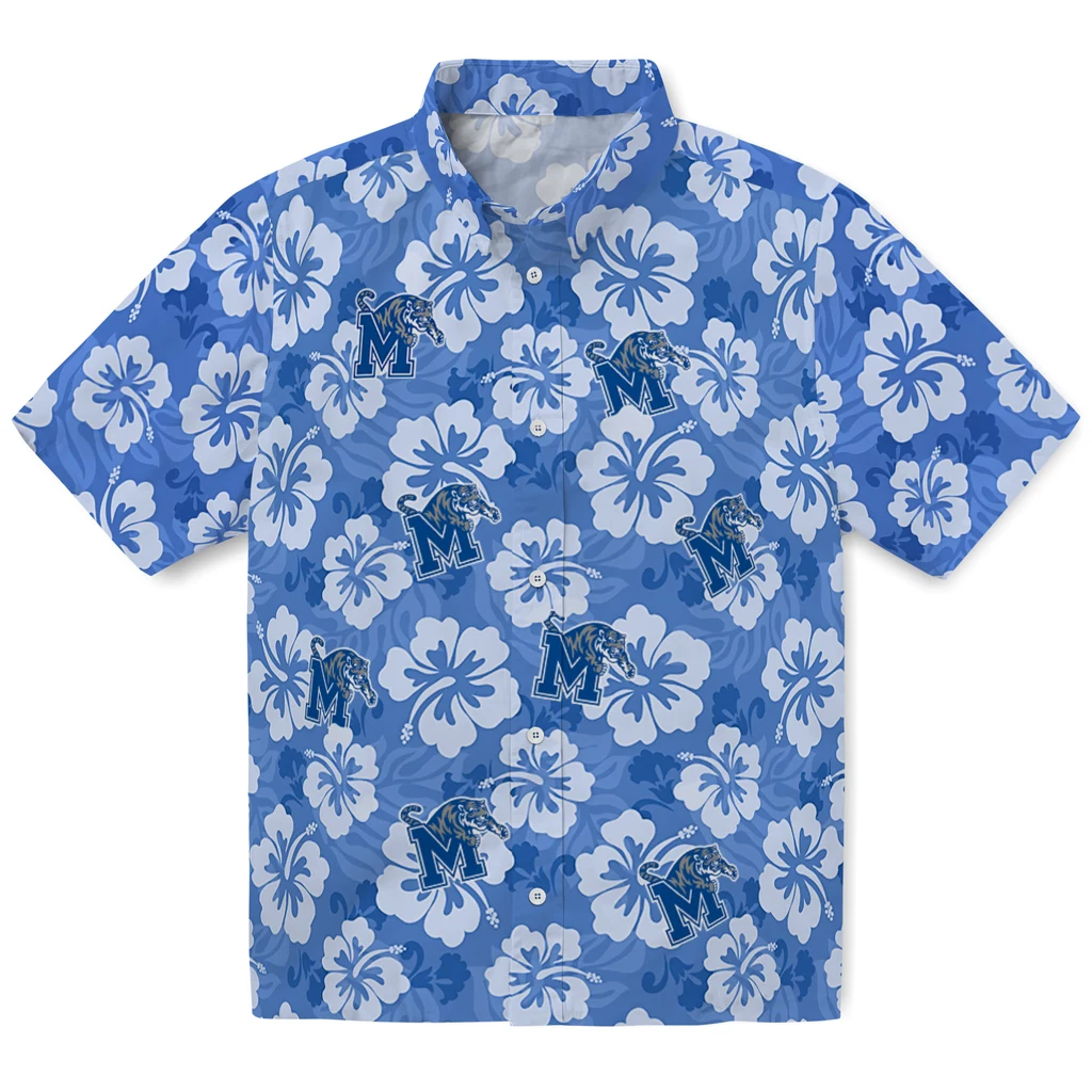 Memphis Tigers Hawaiian Shirt - Hibiscus Cluster memphis tigers hibiscus cluster blue hawaiian shirts best selling