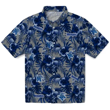memphis tigers hibiscus exotic blue hawaiian shirts best selling
