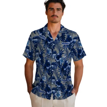 memphis tigers hibiscus exotic blue hawaiian shirts fashion forward