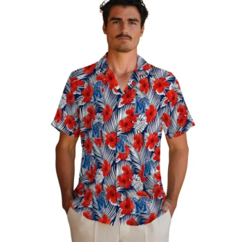 memphis tigers hibiscus fiesta red royal blue hawaiian shirts fashion forward