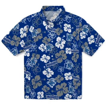 memphis tigers hibiscus bloom blue hawaiian shirts best selling