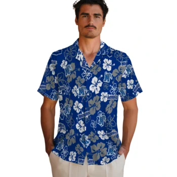 memphis tigers hibiscus bloom blue hawaiian shirts fashion forward