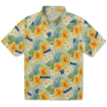 memphis tigers hibiscus mood pale lime yellow hawaiian shirts best selling