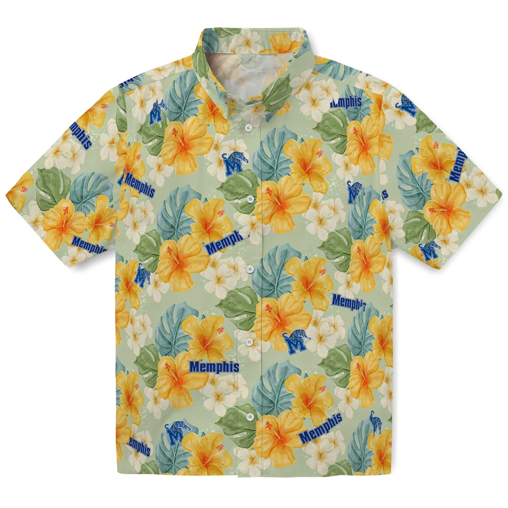 Memphis Tigers Hawaiian Shirt - Hibiscus Mood memphis tigers hibiscus mood pale lime yellow hawaiian shirts best selling