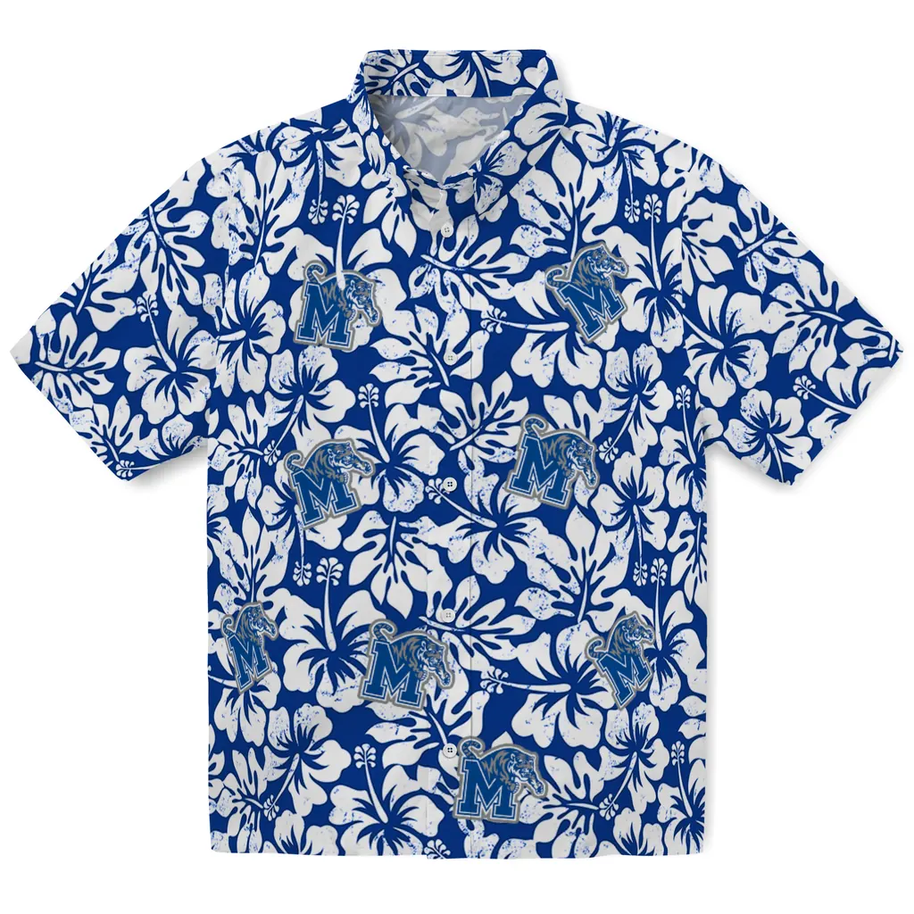 Memphis Tigers Hawaiian Shirt - Hibiscus Motif memphis tigers hibiscus motif blue white hawaiian shirts best selling