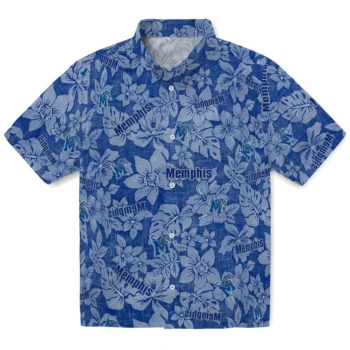 memphis tigers hibiscus oasis blue hawaiian shirts best selling