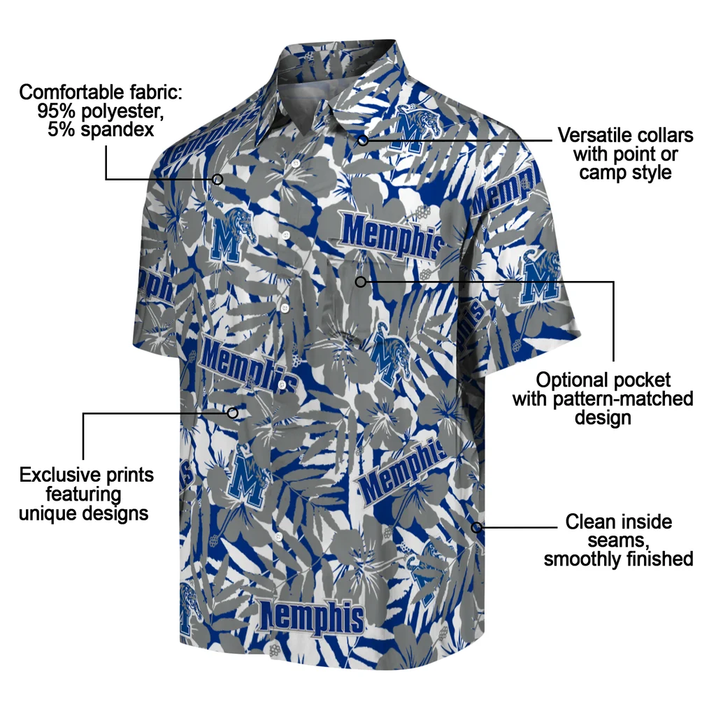 Memphis Tigers Hawaiian Shirt - Hibiscus Overlay memphis tigers hibiscus overlay hawaiian shirts new arrival