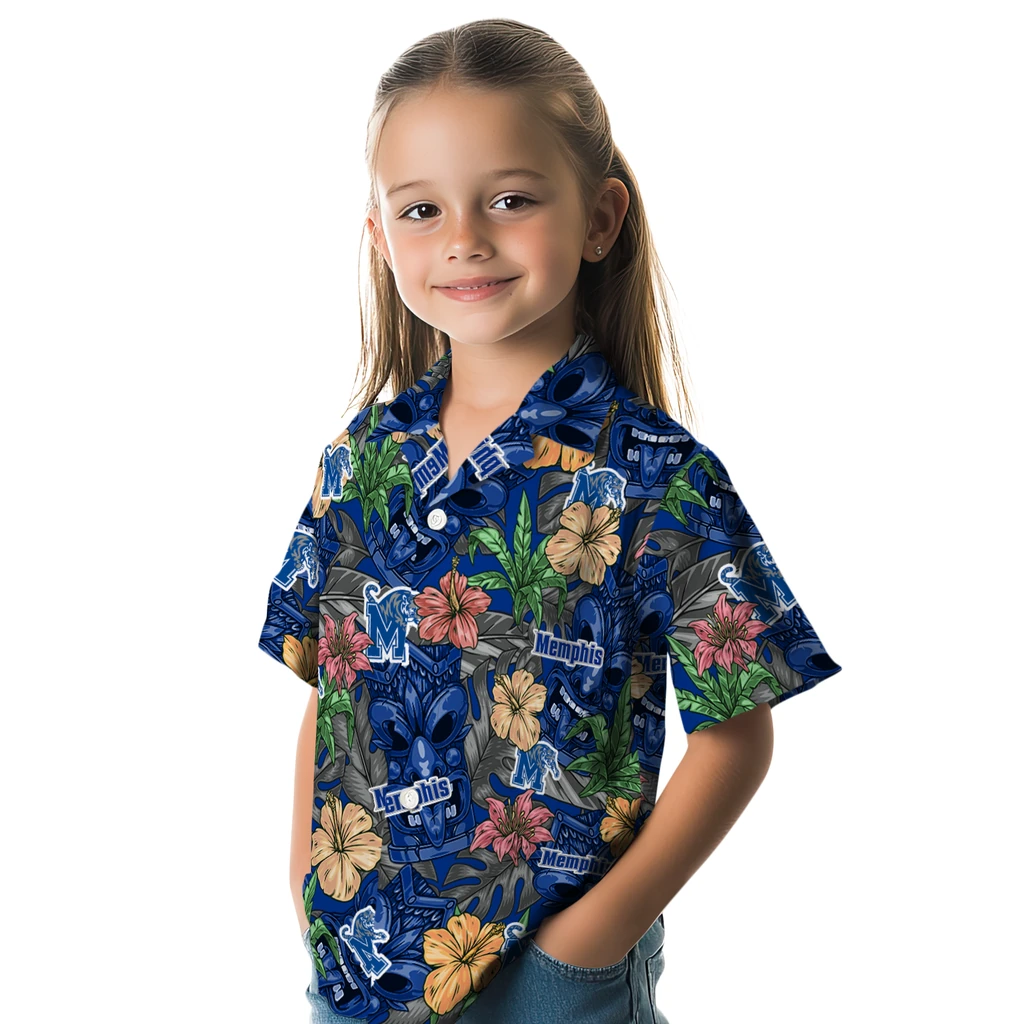 Memphis Tigers Hawaiian Shirt - Hibiscus Tiki Jungle memphis tigers tiki jungle blue hawaiian shirts premium grade