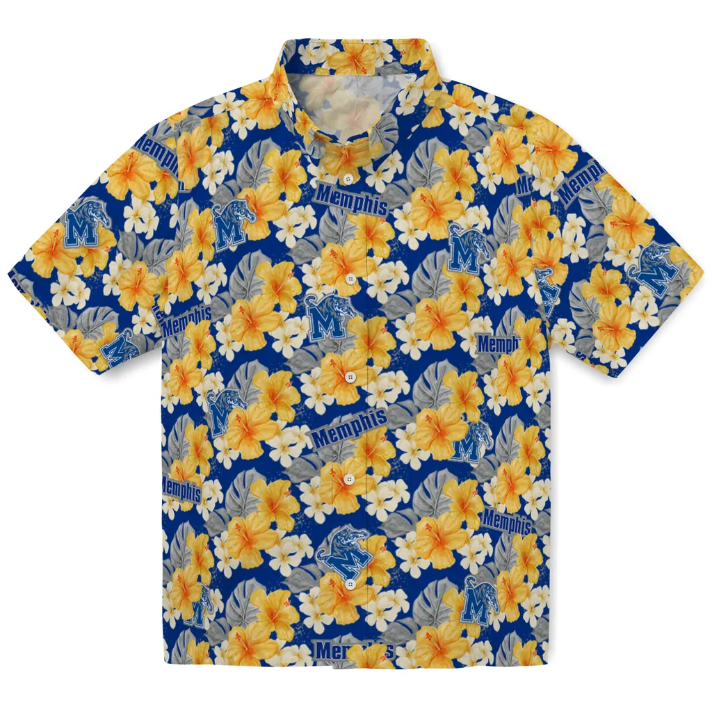 Memphis Tigers Hawaiian Shirt - Hibiscus Tropics memphis tigers hibiscus tropics blue yellow hawaiian shirts best selling