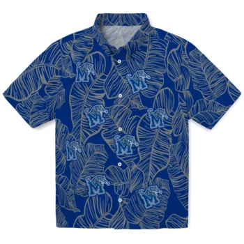 memphis tigers leaf outline blue hawaiian shirts best selling