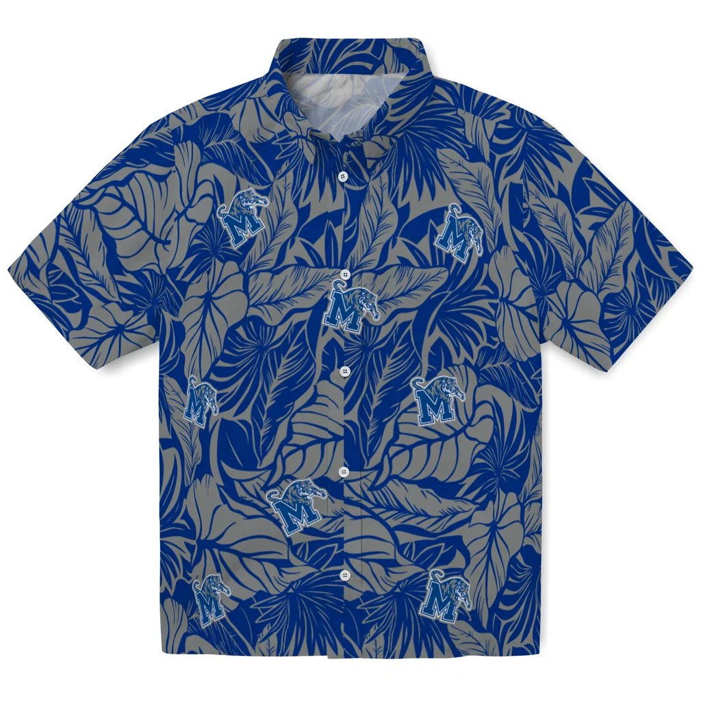 Memphis Tigers Hawaiian Shirt - Monstera Layer memphis tigers monstera layer blue hawaiian shirts best selling
