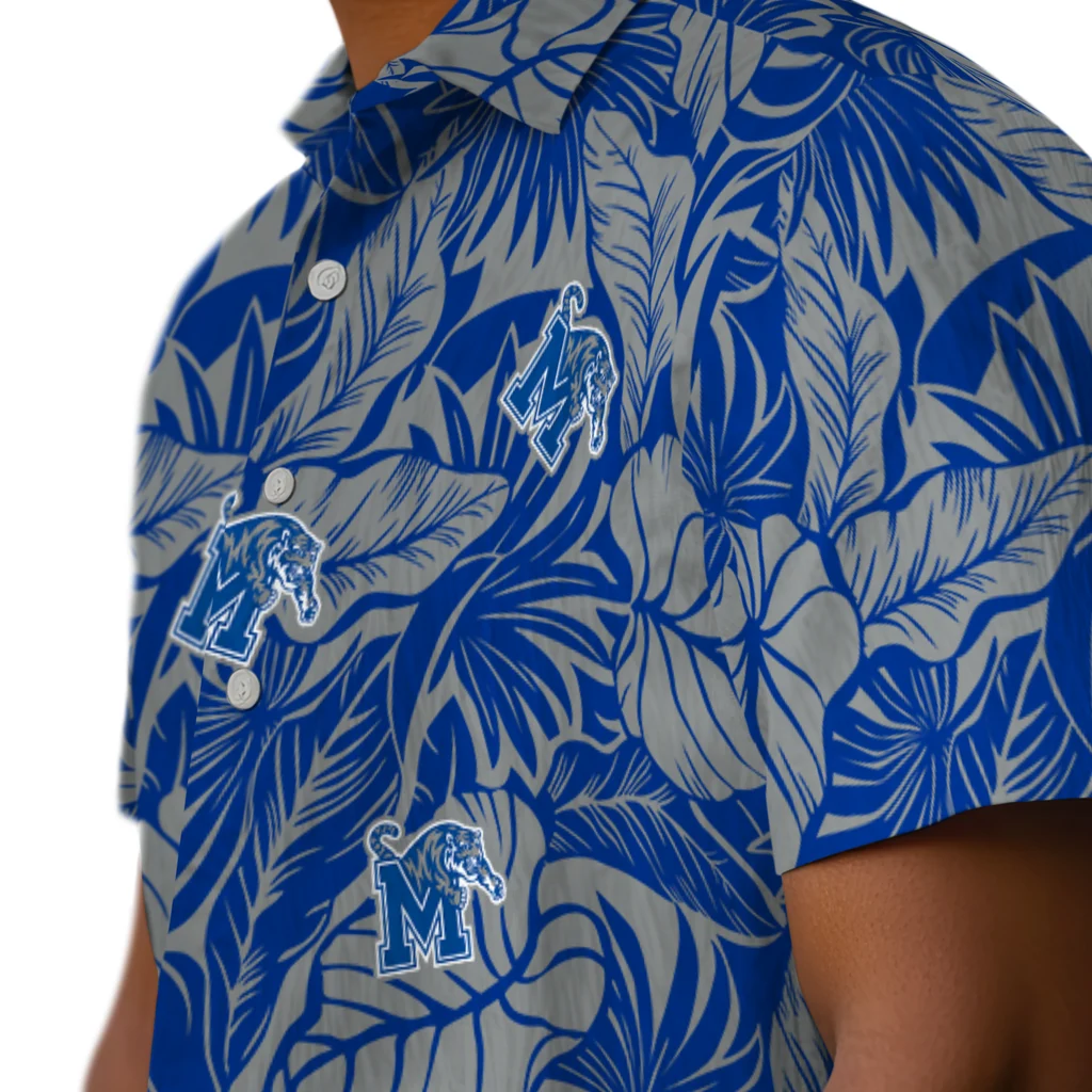 Memphis Tigers Hawaiian Shirt - Monstera Layer memphis tigers monstera layer blue hawaiian shirts trendy