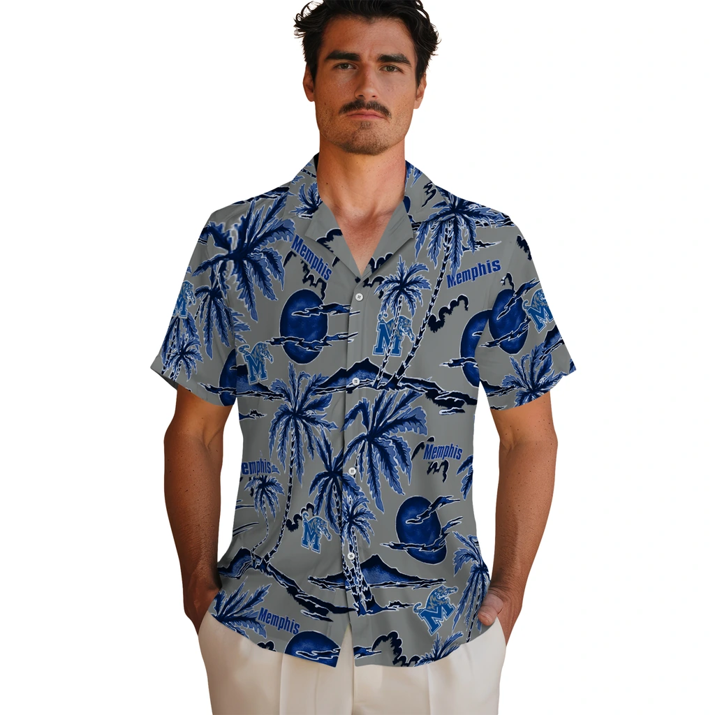 Memphis Tigers Hawaiian Shirt - Palm Sunset memphis tigers palm sunset hawaiian shirts fashion forward