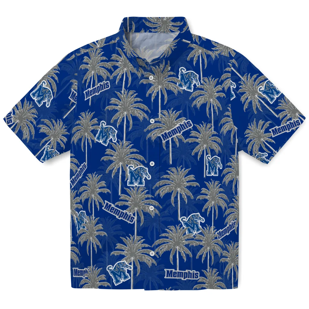 Memphis Tigers Hawaiian Shirt - Palm Tree Motif memphis tigers palm grove blue hawaiian shirts best selling