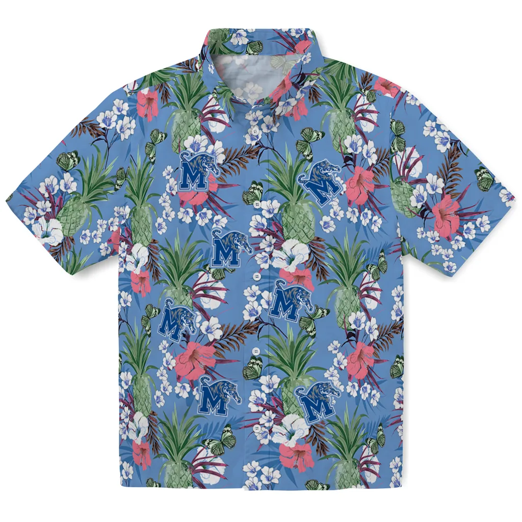 Memphis Tigers Hawaiian Shirt - Pineapple Bouquet memphis tigers pineapple bouquet best sky blue hawaiian shirts best selling
