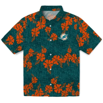 miami dolphins hibiscus petals aqua hawaiian shirts best selling