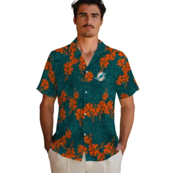 miami dolphins hibiscus petals aqua hawaiian shirts fashion forward