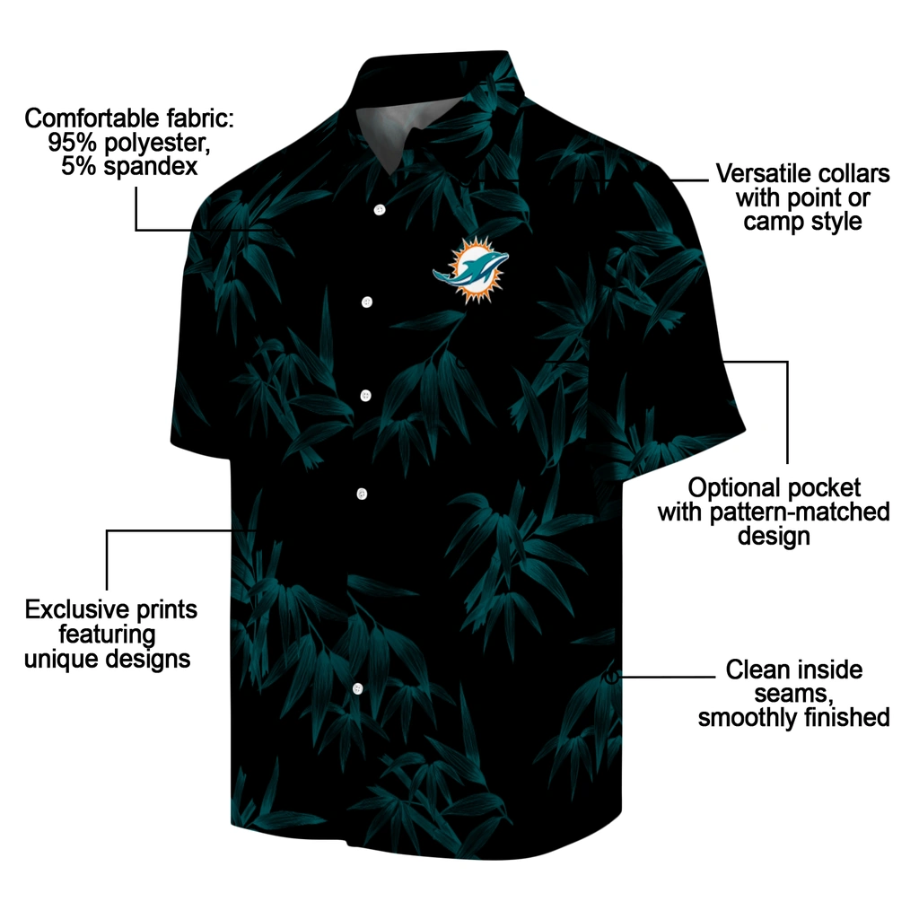 Miami Dolphins Hawaiian Shirt - Bamboo Branches miami dolphins bamboo branches aqua black hawaiian shirts new arrival